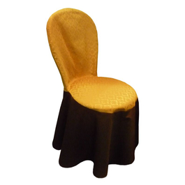 Чехол на стул из комбирированной ткани Вижн золото и Ричард 190915/1346 темно коричневая гладь
