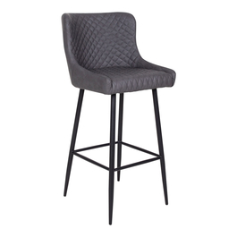 Барный стул Dallas House Nordic, искусственная кожа, темно-серый с черными ножками