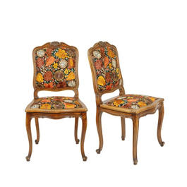 Vintage reupholstered chairs, mexican embroidery