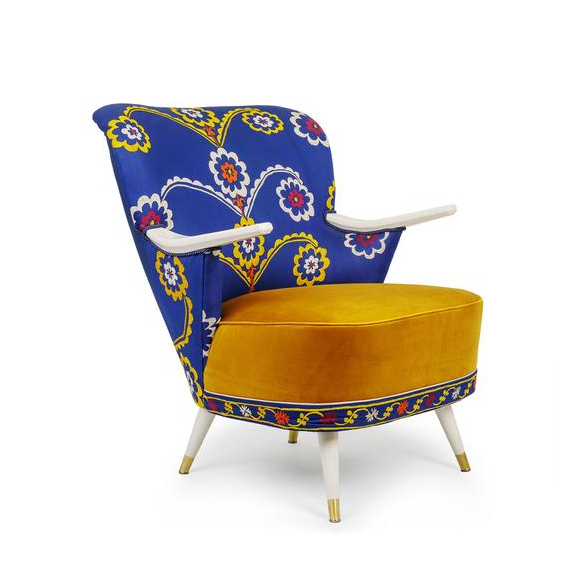 ST. PETE’S Dutch 1950's Armchair on Brass-finished Legs, vintage chair, midcentury furniture