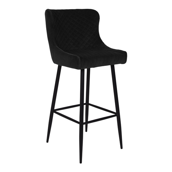 Барный стул Dallas House Nordic, вельвет, черный с черными ножками